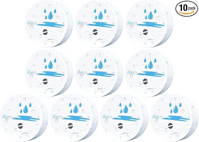 10 Pack Water Leak Detectors for Home, 100dB Waterproof Water Sensor Alarm Leak by Comfytune