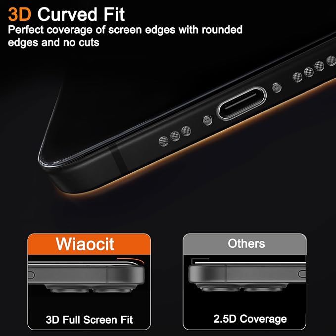 Wiaocit 3 Pack Tempered Glass Privacy Screen Protector - Image 5