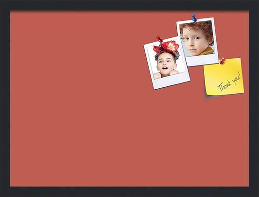 PinPix 23x17 Inch Cork Bulletin Board. This Decorative Framed Pin Board Comes with Crimson Pastel Design and a Satin Black Frame. Ideal for Home Office Decor or Message Board (PinPix-1807)