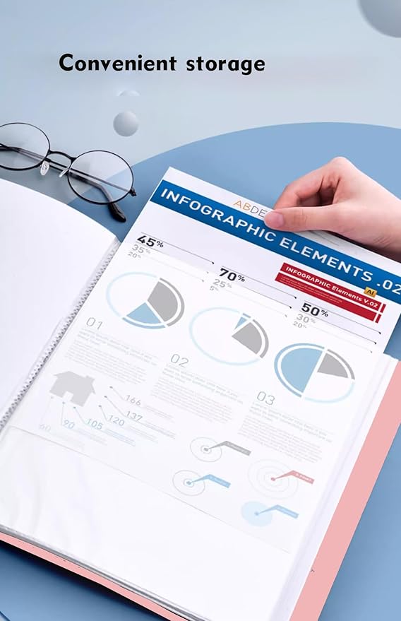 File Folder - 100 Pockets, Durable A4 Letter Size Organizer, Water-Resistant Plastic Dividers, Home/Office/School Document Holder (Pink)