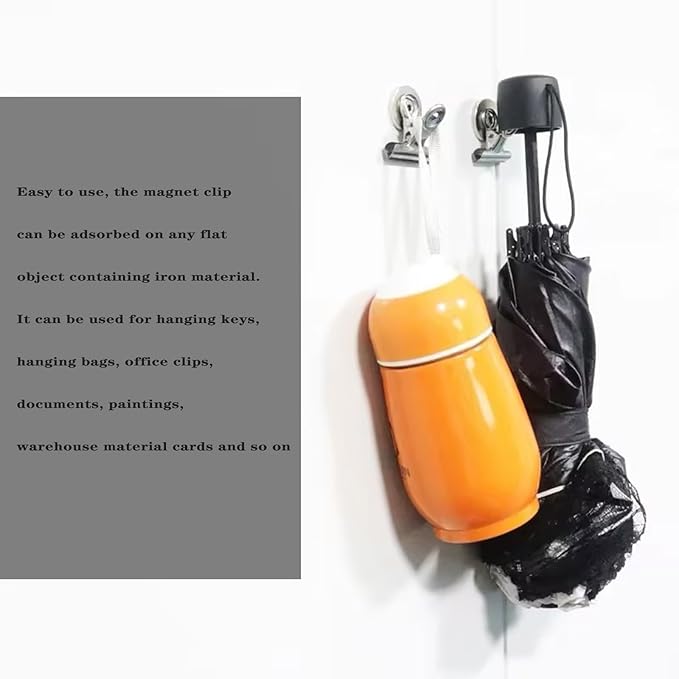 Strong Magnetic Clips, 10 Pack, 1.57 Inch, 40 mm, Sliver, Heavy Duty Refrigerator Magnet Clips, Large Clip Magnets, Office Supplies, Photo Displays