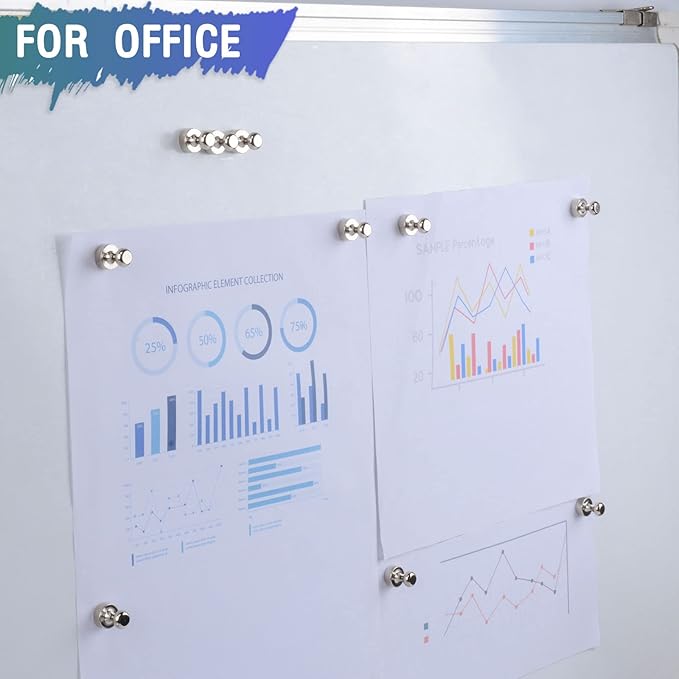 10Pack Fridge Magnet, Push Pin, Strong Rare Earth Magnets for Whiteboard Refrigerator, Small Neodymium for Kitchen Home