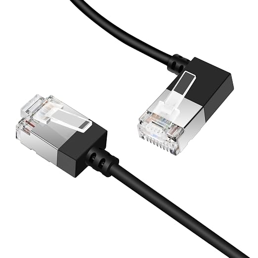 Ultra Slim 90° Degree Cat 6A Ethernet Cable Left Angled 6.6 Feet 2Pack - Image 2