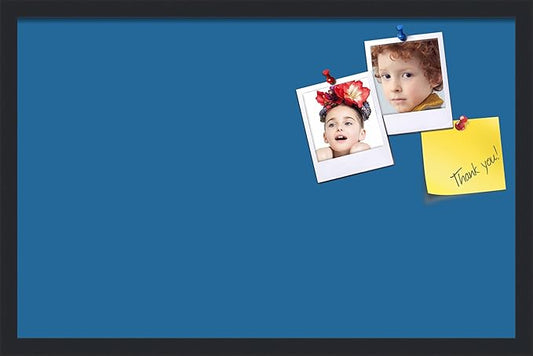 PinPix 28x18 Inch Cork Bulletin Board. This Decorative Framed Pin Board Comes with Navy Pastel Design and a Satin Black Frame. Ideal for Home Office Decor or Message Board (PinPix-1811)