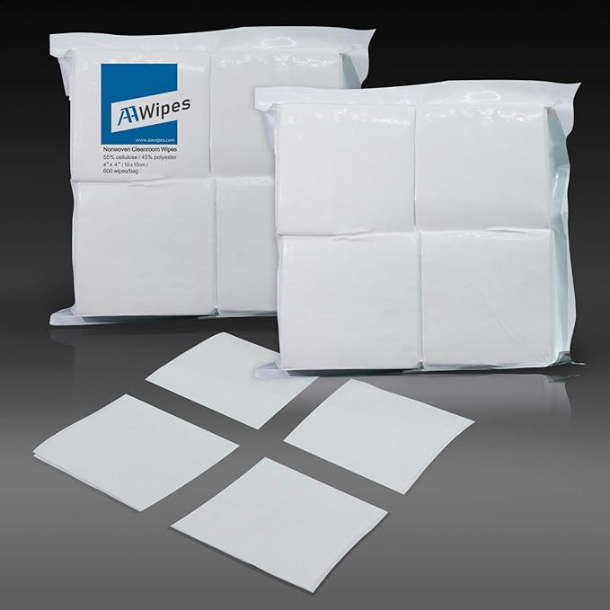 AAwipes Cleanroom Wipes Lint Free Wipes 4" x 4" Cellulose/Polyester Blend (4" x 4"-600 Pcs) Nonwoven Wipers (NW06804)
