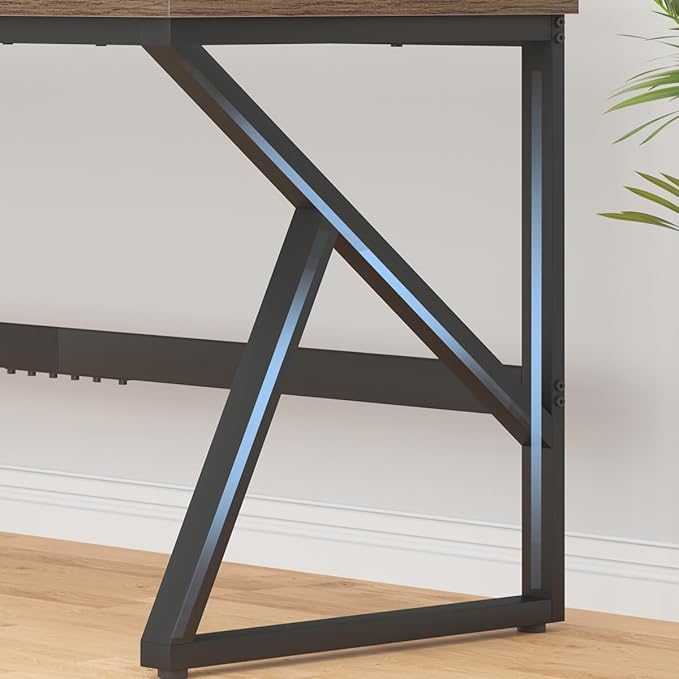 HSH Extra Large Home Office Desk, Rustic Wood and Metal Computer Desk for 2 People, 78 Inch Long Executive Writing Study Gaming Double Desk Workstation, Bedroom Living Room PC Table for 2 Monitors