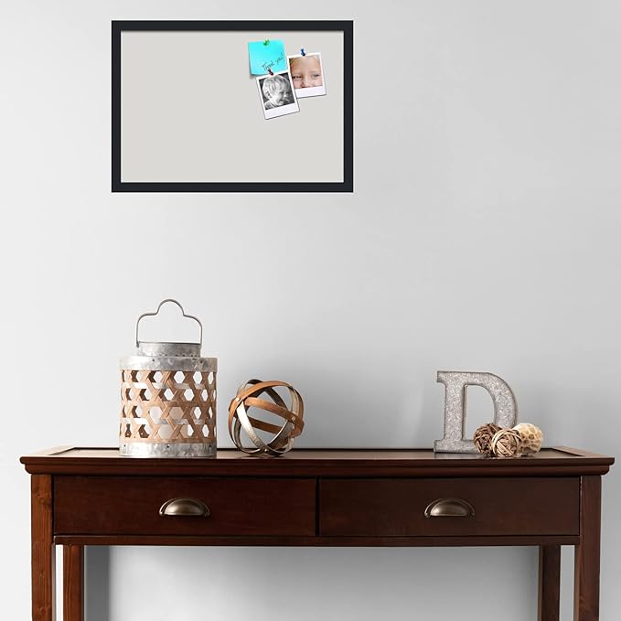 PinPix 22x15 Inch Cork Bulletin Board. This Decorative Framed Pin Board Comes with Light Stone Design and a Satin Black Frame. Ideal for Home Office Decor or Message Board (PinPix-1809)
