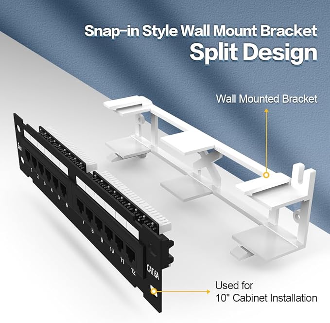 12 Port Patch Panel CAT6A Patch Panel Wall Mount or Rack Mount 10inch Bracket - Image 4