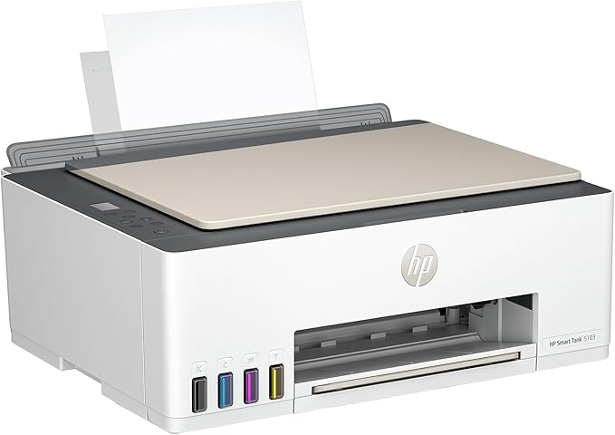 HP Smart Tank 5103 Wireless All-in-One Refillable Ink Tank Printer, Scanner, Copier with 2 Years of Ink and 100 Sheets of Photo Paper Included, Best for Home (5D1B2A)