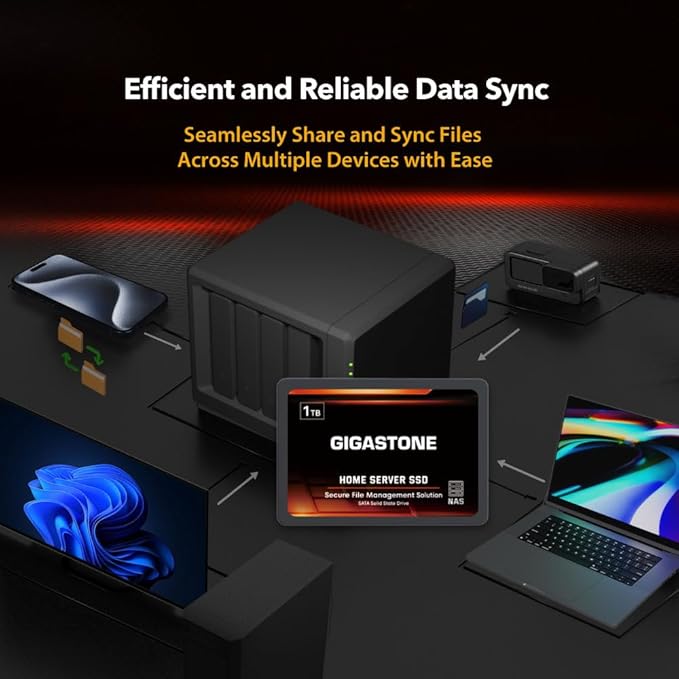 Gigastone Home Server SSD 4TB NAS SSD Drive Cache (2-Pack) 24/7 Durable High Endurance Personal Cloud Data Sync Network Attached Storage RAID 3D NAND 2.5" SATA Internal Solid State Hard Drives