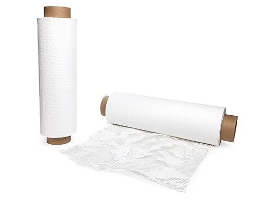 IDL Packaging 15.25" x 300' Refill Roll (Pack of 2) for MP-300W HexcelWrap Honeycomb Packing Paper Station, White - Natural Kraft Paper with Interlocking Slit Design for Shipping and Moving