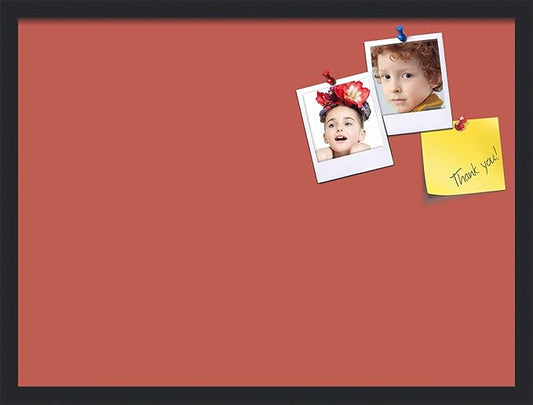 PinPix 27x20 Inch Cork Bulletin Board. This Decorative Framed Pin Board Comes with Crimson Pastel Design and a Satin Black Frame. Ideal for Home Office Decor or Message Board (PinPix-1807)