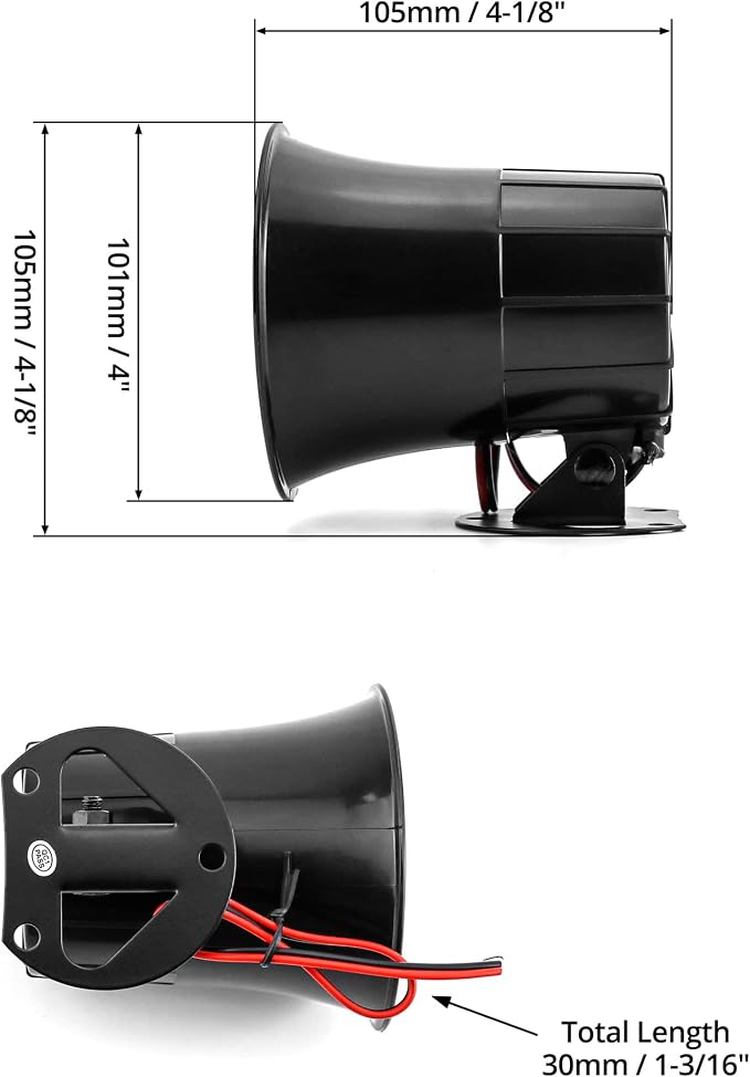 QWORK Electric Siren Horn, 2 Pack DC 12V Security Loud Wired Alarm Siren - Image 6
