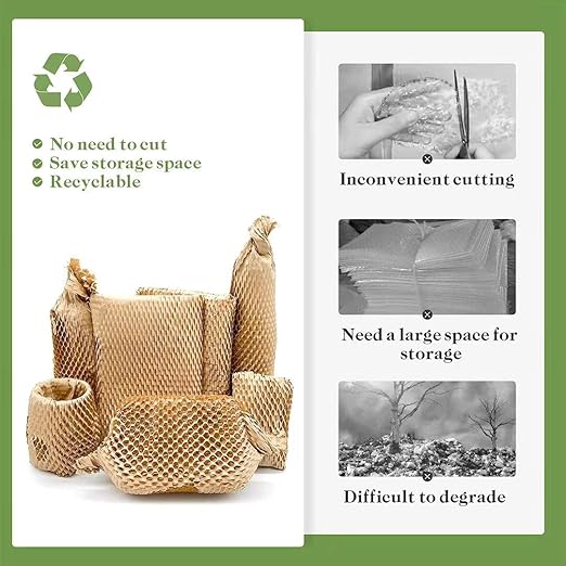 Honeycomb Packing Paper, 12" x 55' Honeycomb Cushioning Wrap Roll for Moving Shipping Packaging Gifts, Recyclable Honeycomb Paper Moving Supplies Bubble Paper Wrapping Protective Roll Khaki