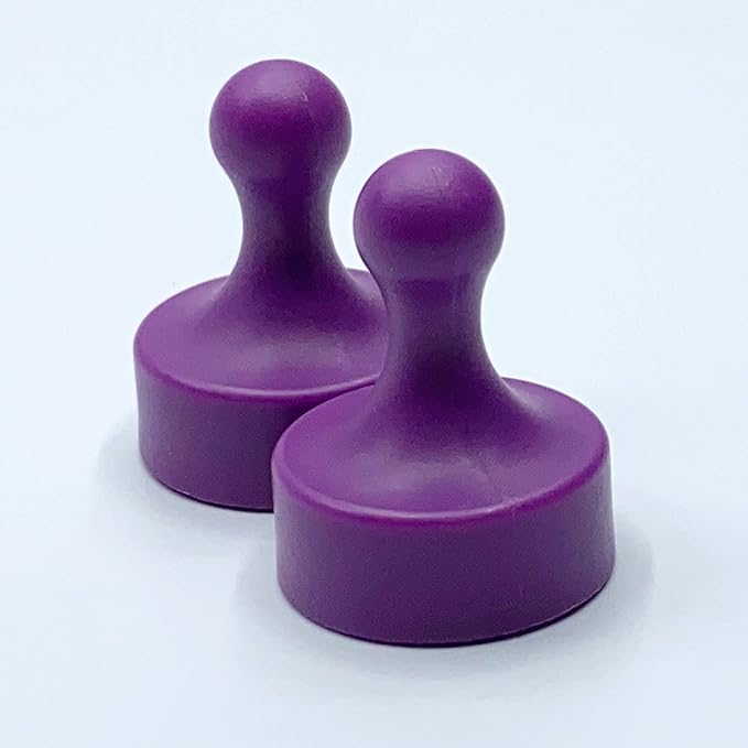 GLASSBOARD STUDIO Powerful Neodymium Magnets, Pawn-Shaped - Strong Fridge/Refrigerator and Whiteboard Magnet, Ideal for Office, Kitchen, Crafts - Rare Earth, Heavy Duty (2, Purple)