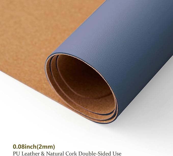 Large Cork Desk Mat - 47.2"x 17" Desk Pad for Office and Home - Ideal for Large Mouse Pad and Desk Mats on Top of Desks(Dark Blue)
