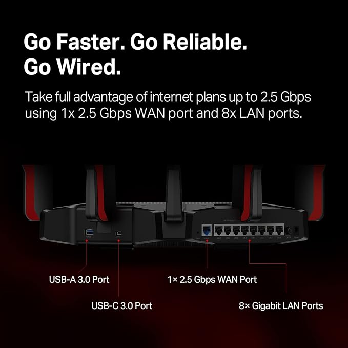 TP-Link - Archer AX11000 Tri-Band Wi-Fi 6 Router - Black/Red - Image 4