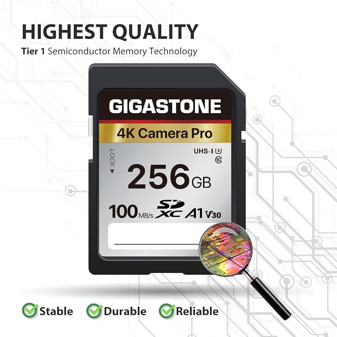 【5-Years Data Recovery】 GIGASTONE 256GB SD Card 2-Pack, 4K Camera Pro, UHS-I A1 - Image 4