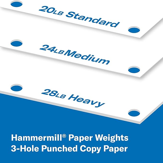 Hammermill Printer Paper, Great White 30% Recycled Paper, 3 Hole - 1 Ream (500 Sheets) - 92 Bright, Made in the USA, 086702