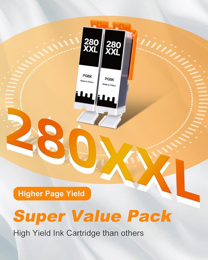 MILEKO 280XXL Black Ink Cartridges Replacement for Canon 280 281 Ink Cartridges Work with Canon TR8620a TS9521C TS9120 TS6220 TR7520 TR7620A TR8520 TS6320 TS9520A TS702A TS8220 TS8320 Pinter (2 PGBK)