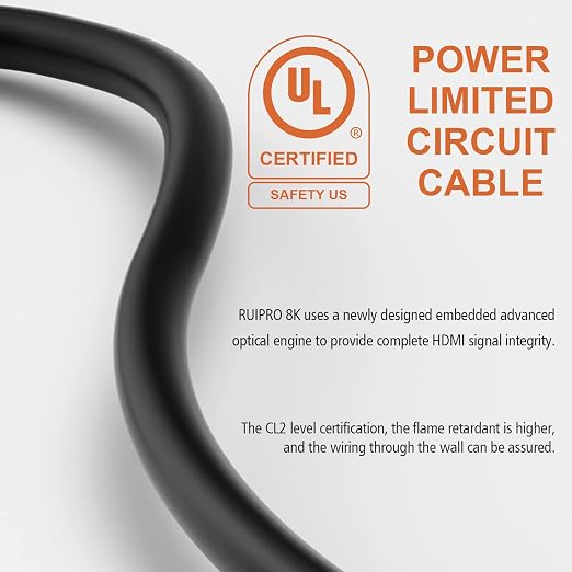 RUIPRO 8K HDMI Fiber Optic Cable CL2 Rated 100 Feet 48Gbps 8K60Hz 4K120Hz - Image 8