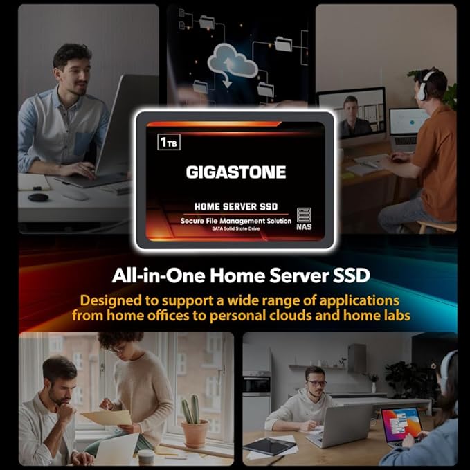 Gigastone Home Server SSD 4TB NAS SSD Drive Cache (2-Pack) 24/7 Durable High Endurance Personal Cloud Data Sync Network Attached Storage RAID 3D NAND 2.5" SATA Internal Solid State Hard Drives