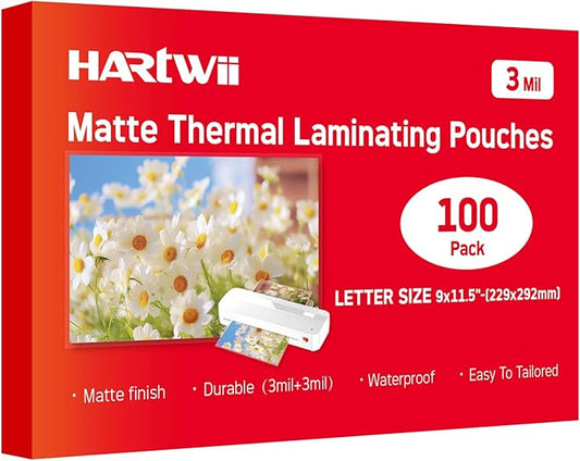 Matte Laminating Sheets 9 x 11.5 Inches, 3 Mil Thick, 100 Pack,Clear Anti-Glare 8.5 x 11 Matte Thermal Laminating Pouches for Letter Size (100)