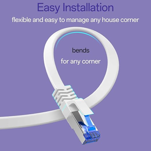 Cat8 Flat Ethernet Cable 100 FT Indoor & Outdoor, Invisable Ultra-Thin Ethernet - Image 5