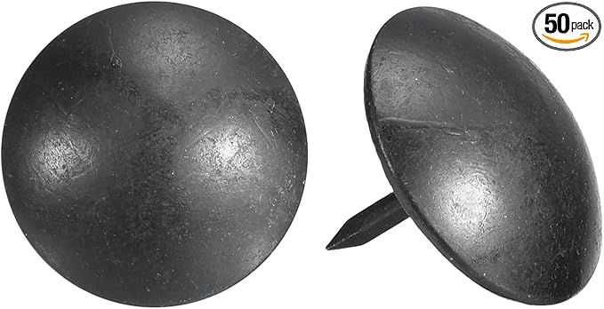 uxcell Upholstery Tacks Nail Pins Furniture, 50Pcs 19x16mm Thumb Tack Pins Assortment Kit Carbon Steel for Home Sofa DIY Decorative Nail Heads Nails, Black