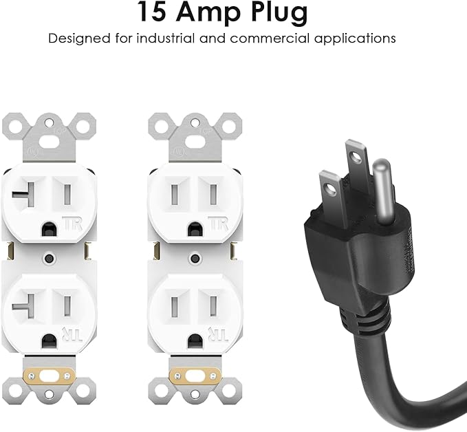 JUNNUJ 20 Amp Power Strip Heavy Duty 2 Pack, 4800J Surge Protector Metal Power Bar Multi Angle Mount, 20A Garage 8 Outlet Shop 6-20R T-Slot, 5-15P Adapter 12 Gauge Extension Cord 10ft for Appliance