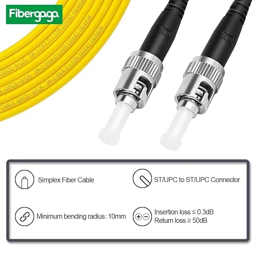 Fibergaga-0.5m OS2 ST to ST Fiber Patch Cable, Single Mode, Length Option: - Image 2