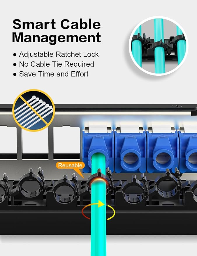 Patch Panel 8 Port Blank Keystone Patch Panel STP&UTP Compatible - Image 3