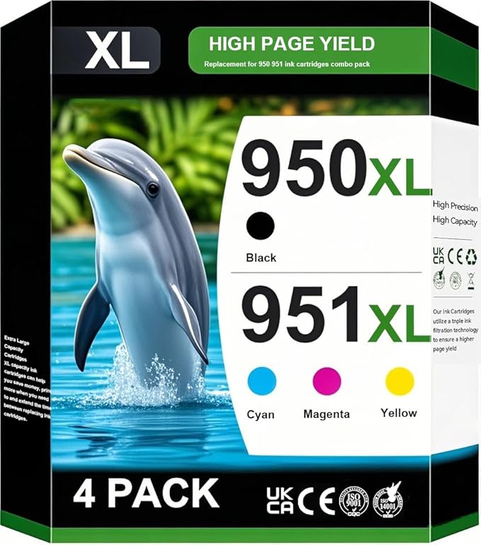 Printer Ink 950XL 951XL 8600 Ink Cartridges Combo Pack Compatible for HP 950 951 XL Ink Cartridges Combo Pack with HP OfficeJet Pro 8600 8610 8615 8620 8100 8630 8660 8640 276DW 251DW