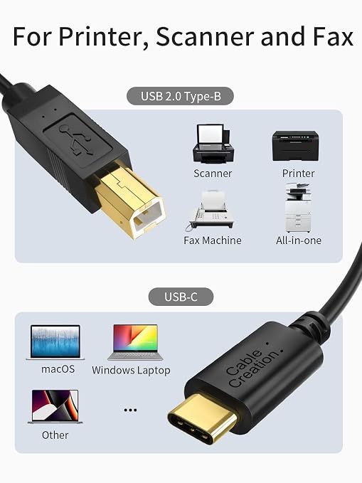 CableCreation USB C to USB B Printer Cable - Image 6