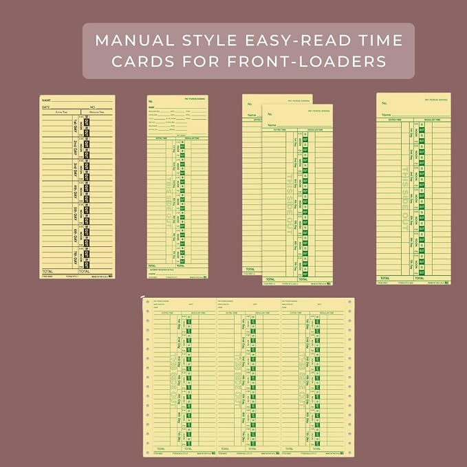 Time Clock Cards Front Load Manual Time Cards - Image 5
