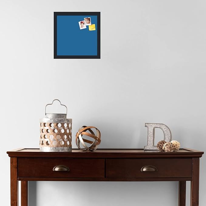 PinPix 12x12 Inch Cork Bulletin Board. This Decorative Framed Pin Board Comes with Navy Pastel Design and a Satin Black Frame. Ideal for Home Office Decor or Message Board (PinPix-1811)