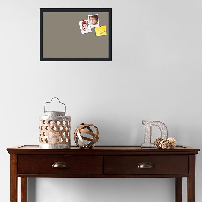 PinPix 20x14 Inch Cork Bulletin Board. This Decorative Framed Pin Board Comes with Pewter Design and a Satin Black Frame. Ideal for Home Office Decor or Message Board (PinPix-1812)