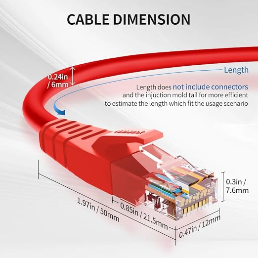 Cat6 Ethernet Cable 0.5 Feet 10 Pack Network RJ45 Cat6 Internet Patch Cable - Image 6