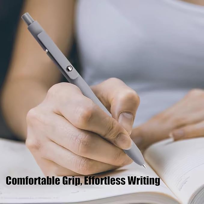 5 Pcs Gel Pens, 0.5mm Black Ink Pens Retractable Fine Point Smooth Writing, Aesthetic Office School Supplies, Desk Accessories Nursing Pen for Journaling Note Taking, Gifts for Women Men (Morandi B)