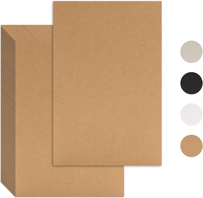 25 Pcs Book Board, Binder Board, Cover Board, Heavy Duty Chipboard for Book Binding, DIY Cardboard (Brown, 9 x 12 Inch 80PT)