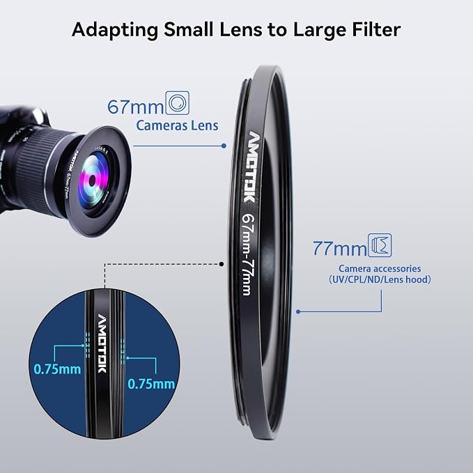 67mm Lens to 77mm Camera Lens Adapter, 67mm to 77mm Filter Step-up Ring Adapter - Image 4