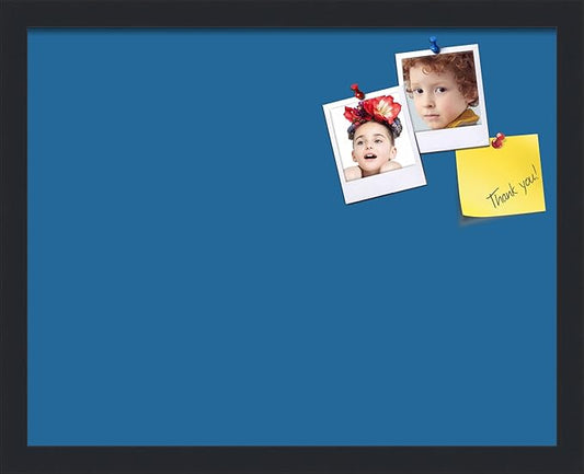 PinPix 19x15 Inch Cork Bulletin Board. This Decorative Framed Pin Board Comes with Navy Pastel Design and a Satin Black Frame. Ideal for Home Office Decor or Message Board (PinPix-1811)