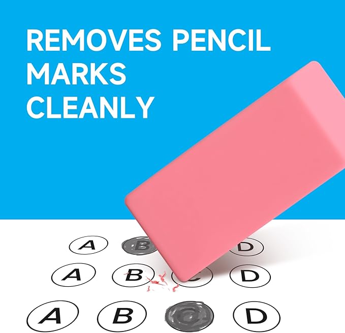 144 Pack Pink Erasers Bulk, Large Pencil Erasers for School, Classroom, Teacher, Homeschool, and Office Supplies