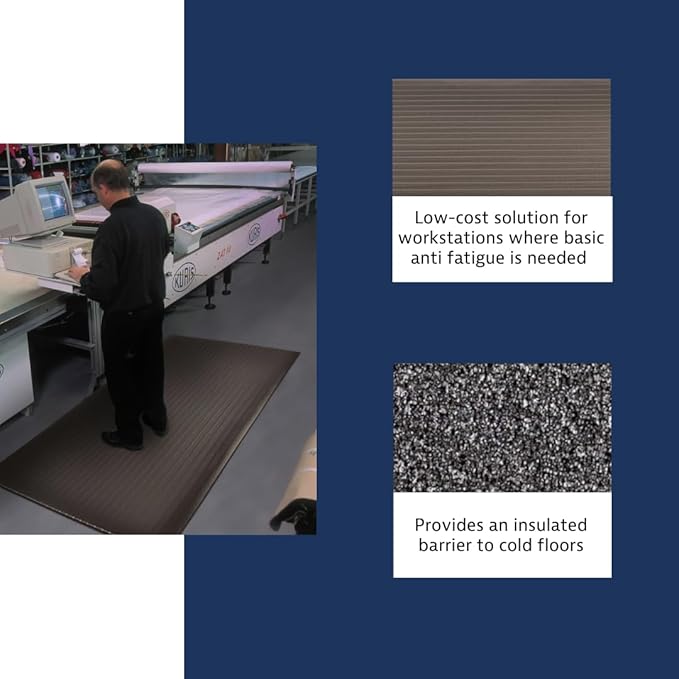 Notrax 410 Airug® 6' x 60' x 3/8" Anti Fatigue Mat, Enhanced Slip Resistance with Beveled Edges and Ribbed Surface, Ideal for Industrial and Commercial Workplaces, Black, 410R0372BL