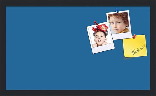PinPix 24x14 Inch Cork Bulletin Board. This Decorative Framed Pin Board Comes with Navy Pastel Design and a Satin Black Frame. Ideal for Home Office Decor or Message Board (PinPix-1811)