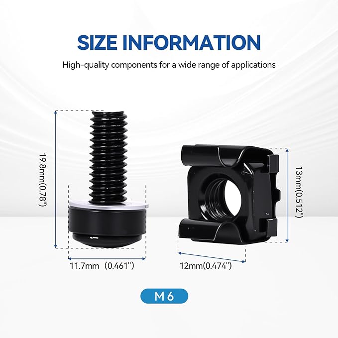 30-Pack M6 x 20mm Rack Mount Screws and Cage Nuts - Image 2