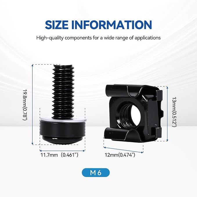 60-Pack M6 x 20mm Rack Mount Screws and Cage Nuts - Image 2