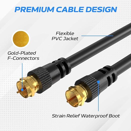 Cables Direct Online Pack of 10 x Coaxial Cables 10FT Black Coax RG6 Male F - Image 3
