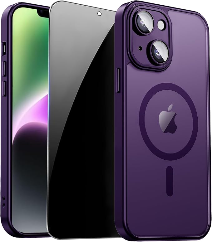 for iPhone 14 Case with Privacy Screen Protector and Camera Protection by ZOZDOKG