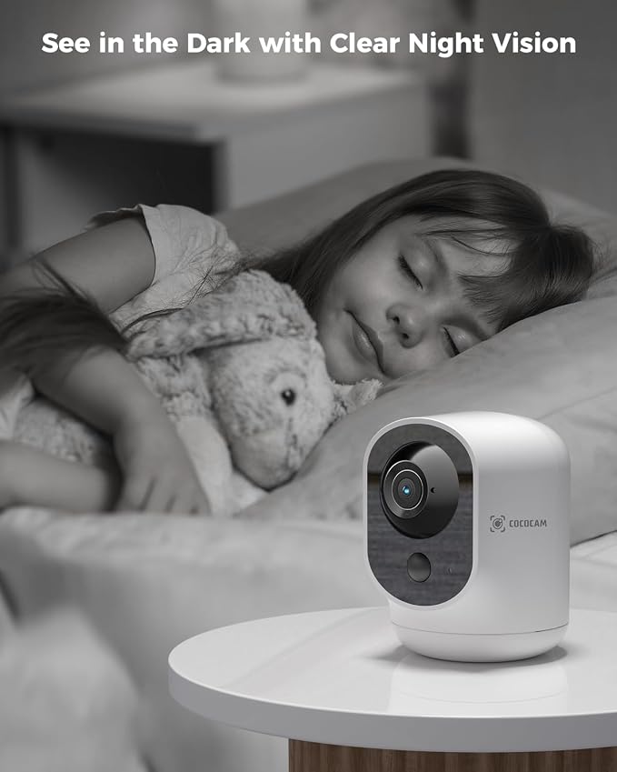 COCOCAM 2PCS Battery WiFi Indoor Security Camera Wireless, 5200mAh Battery - Image 6